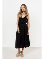 Awama Sukienka w kolorze czarnym rozmiar: XL. Czarne sukienki damskie Awama, xl, bez wzorów, z bawełny, bez kołnierzyka, bez ramiączek, maxi. Za 162.49 zł.