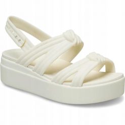 Sandały Dla Dorosłych Crocs Brooklyn Knot Low Wedge Sandal. Brązowe sandały damskie Crocs, bez wzorów, z materiału, bez obcasa, na koturnie. Za 289.99 zł.