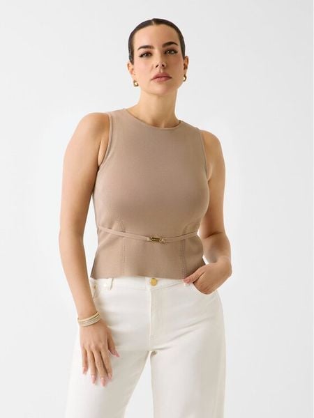 Marciano Guess Bluzka G6GR23 Z0760 Brązowy Regular Fit. Brązowe bluzki damskie Marciano Guess, l, z aplikacjami, z syntetyku, bez ramiączek. Za 266.99 zł.