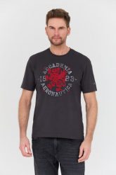 AERONAUTICA MILITARE Szary t-shirt M.C. Szare t-shirty męskie AERONAUTICA MILITARE, l, bez wzorów, bez kołnierzyka. W wyprzedaży za 239.99 zł.