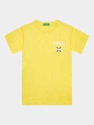 United Colors Of Benetton T-Shirt 3I1XG109J Żółty Regular Fit. Żółte t-shirty chłopięce United Colors Of Benetton, bez wzorów, z bawełny, bez ramiączek. Za 49.99 zł.