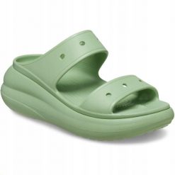 Klapki Dla Dorosłych Crocs Classic Crush. Zielone klapki damskie Crocs, bez wzorów, z materiału, bez obcasa. Za 167.99 zł.