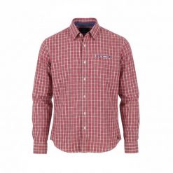 Scotch & Soda męska koszula czerwona w kratę, bawełniana, rozmiar S. Czerwone koszule męskie COACH SOAK, m, bez wzorów, z bawełny, bez kołnierzyka, bez ramiączek. Za 266.99 zł.