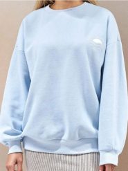 Bluza z nadrukiem na plecach - niebieski. Niebieskie bluzy bez kaptura damskie Sinsay, l. Za 29.99 zł.