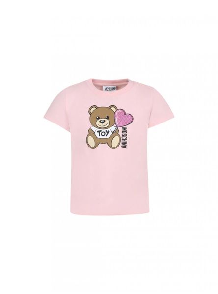 T-shirt Moschino HDM06K LBA00 50209 pink. Czerwone t-shirty damskie MOSCHINO, l, bez wzorów, z materiału, bez kołnierzyka. Za 447.05 zł.