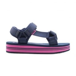 Sandały Lee Cooper LCW-24-05-2754L niebieskie. Niebieskie sandały damskie bez wzorów, z materiału, bez obcasa. Za 140.35 zł.