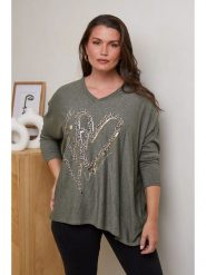 Curvy Lady Sweter w kolorze zielonym rozmiar: 40/42. Zielone swetry klasyczne damskie Curvy Lady, z bawełny, bez kołnierzyka. Za 100.99 zł.