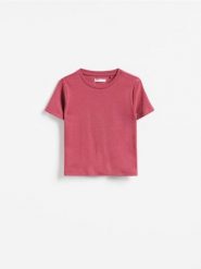 T-shirt z modalem - jasnofioletowy. Fioletowe koszulki dziewczęce Reserved, m, bez wzorów, z dzianiny, bez ramiączek. Za 22.99 zł.