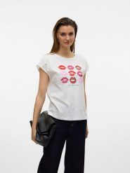 Vero Moda Koszulka w kolorze białym rozmiar: S. Białe bluzki damskie Vero Moda, s, bez wzorów, z bawełny, bez kołnierzyka, bez ramiączek. Za 32.98 zł.