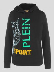 Plein Sport Bluza w kolorze czarnym rozmiar: S. Czarne bluzy sportowe damskie Plein Sport, s, bez wzorów, z bawełny, bez ramiączek, z kapturem. Za 219.60 zł.