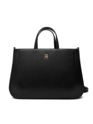 Tommy Hilfiger Torebka Th Glam Satchel AW0AW18145 Czarny. Czarne torebki klasyczne damskie Tommy Hilfiger, bez wzorów, ze skóry, bez dodatków. Za 699.99 zł.