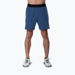 Spodenki do biegania męskie Mizuno Core 7.5. Niebieskie szorty męskie Mizuno, bez wzorów, z materiału. Za 209.99 zł.