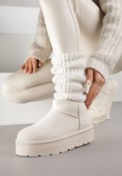 Beżowe Wsuwane Śniegowce z Futerkowym Ociepleniem na Platformie Eslin. Brązowe śniegowce damskie Renee, z jeansu. Za 79.99 zł.