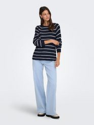 JDY Sweter "Ellen" w kolorze granatowo-białym rozmiar: XXL. Białe swetry klasyczne damskie JDY, xxl, bez kołnierzyka. Za 70.41 zł.