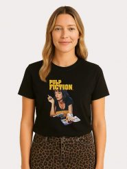 WOOOP Koszulka "Pulp Fiction Vintage Mia Wallace" w kolorze czarnym rozmiar: XL. Czarne bluzki damskie Wooop, xl, bez wzorów, z bawełny, vintage, bez kołnierzyka, bez ramiączek. Za 56.99 zł.