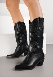 Czarne Kozaki Kowbojki na Obcasie z Tłoczoną Cholewką Latuella. Czarne kozaki damskie Born2be, z jeansu, bez obcasa, na obcasie. Za 169.99 zł.