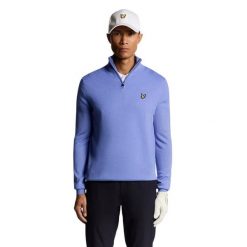 Sweter z wełny merino 1/4 zip Lyle & Scott. Brązowe swetry męskie LYLE AND SCOTT, m, bez wzorów, z dzianiny, bez kołnierzyka. Za 336.50 zł.