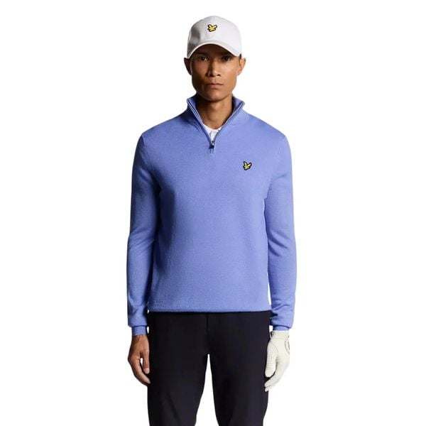 Sweter z wełny merino 1/4 zip Lyle & Scott. Brązowe swetry męskie LYLE AND SCOTT, m, bez wzorów, z dzianiny, bez kołnierzyka. Za 336.50 zł.