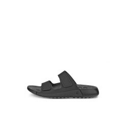 Kobiece klapki na koturnie Ecco Cozmo Strap. Czarne klapki damskie ECCO, bez wzorów, z materiału, bez obcasa, na koturnie. Za 424.95 zł.