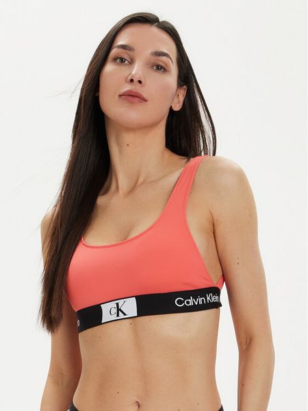 Calvin Klein Swimwear Góra od bikini KW0KW02354 Koralowy. Pomarańczowe bikini damskie Calvin Klein Swimwear, bez wzorów. Za 169.99 zł.