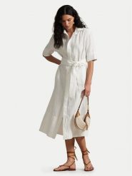 Polo Ralph Lauren Sukienka koszulowa 211965844001 Biały Relaxed Fit. Białe sukienki damskie Polo Ralph Lauren, bez wzorów, ze lnu, bez kołnierzyka, bez ramiączek, koszulowe. Za 1,159.00 zł.