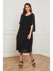 Fleur de Lin Lniana sukienka "Equanone" w kolorze czarnym rozmiar: S. Czarne sukienki damskie Fleur de Lin, s, bez wzorów, ze lnu, bez kołnierzyka, bez ramiączek, midi. Za 239.29 zł.