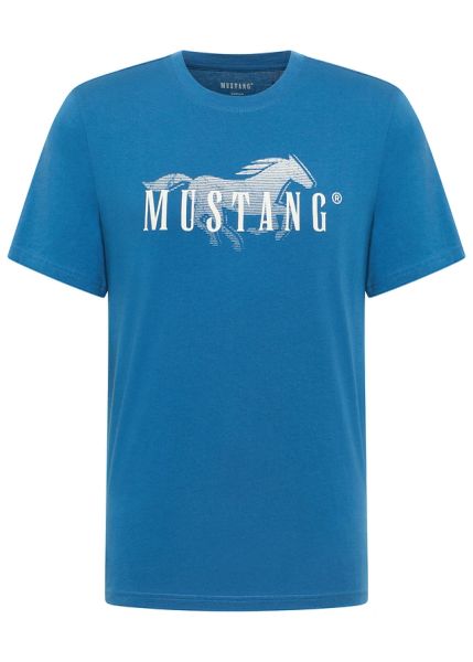 T-shirt Mustang Austin z czystej bawełny organicznej. Niebieskie t-shirty męskie bonprix, m, bez wzorów, z bawełny, bez kołnierzyka. Za 89.99 zł.