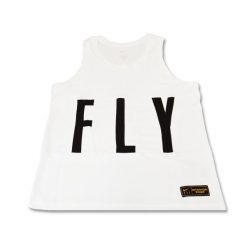 Koszulka sportowa damska Nike Swoosh Fly Jersey Wmns. Białe bluzki sportowe damskie Nike, bez wzorów, z jersey, bez ramiączek. Za 104.00 zł.