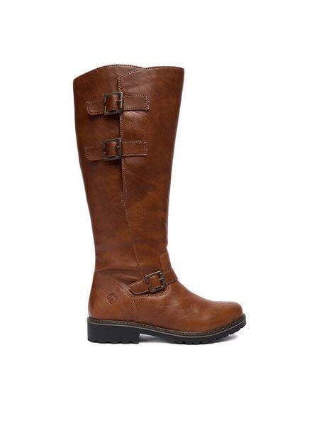 Remonte Kozaki CEO-R6590-22 Brązowy. Brązowe kozaki damskie Remonte, ze skóry, bez obcasa, na płaskiej podeszwie. Za 379.99 zł.