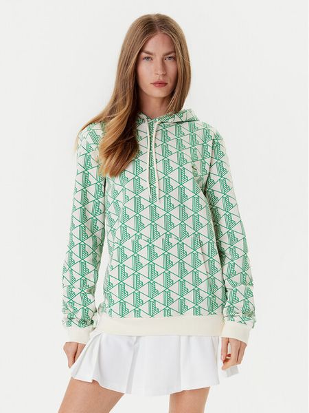 Lacoste Bluza SH2855 Zielony Classic Fit. Zielone bluzy bez kaptura damskie Lacoste, z bawełny. Za 579.99 zł.