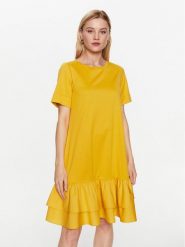 Weekend Max Mara Sukienka codzienna Vanna 2356210331 Żółty Regular Fit. Żółte sukienki damskie Weekend Max Mara, na co dzień, xs, bez wzorów, z bawełny, bez kołnierzyka, bez ramiączek, proste. Za 879.99 zł.