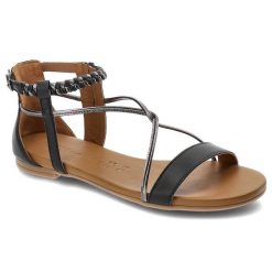 Czarne Sandały Damskie Tamaris Modne Letnie Buty. Czarne sandały damskie Tamaris, z aplikacjami, ze skóry, bez obcasa, na płaskiej podeszwie. Za 229.00 zł.