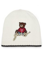 Guess Czapka H4BZ09 Z2QP0 Biały. Białe czapki dziecięce Guess, na zimę, z aplikacjami, z materiału. Za 99.99 zł.