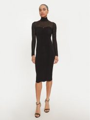 Elisabetta Franchi Sukienka codzienna AM-02B-46E2-V400 Czarny Slim Fit. Czarne sukienki damskie Elisabetta Franchi, na co dzień, bez wzorów, z syntetyku, bez kołnierzyka, bez ramiączek, proste. Za 1,899.00 zł.