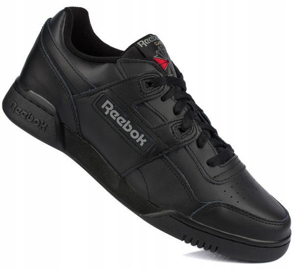 Męskie buty sportowe sneakersy skórzane czarne REEBOK WORKOUT PLUS. Czarne buty sportowe na co dzień męskie Reebok, z materiału, bez zapięcia, trekkingowe, reebok classic. Za 279.00 zł.