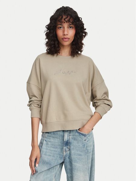 BOSS Bluza C_Ever_5 50565446 Beżowy ciemny Oversize. Brązowe bluzy bez kaptura damskie Boss, xs, z bawełny. Za 639.99 zł.