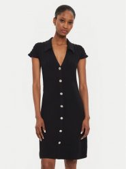 Morgan Sukienka dzianinowa 242-RMSIX Czarny Slim Fit. Czarne sukienki damskie Morgan, s, bez wzorów, z dzianiny, bez kołnierzyka, bez ramiączek. Za 229.99 zł.
