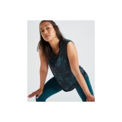 Koszulka fitness krótki rękaw 520 damska. Niebieskie bluzki sportowe damskie DOMYOS, bez wzorów, z elastanu, bez kołnierzyka. Za 39.99 zł.