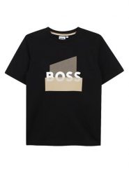 BOSS T-Shirt J52978 S Czarny Regular Fit. Czarne t-shirty chłopięce Boss, bez wzorów, z bawełny, bez ramiączek. Za 232.99 zł.