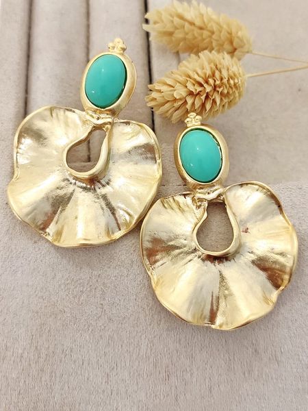 Nakkash Pozłacane kolczyki-wkrętki z turkusem rozmiar: onesize. Żółte kolczyki damskie Nakkash, z turkusem, pozłacane. Za 104.64 zł.