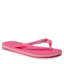 Japonki Havaianas. Czerwone klapki damskie Havaianas, bez wzorów, bez obcasa. Za 59.99 zł.
