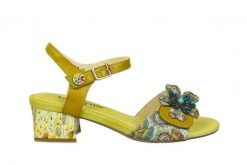 Sandały Laura Vita Hucbio 42 Vert 202067, Żółty, Skóra naturalna - 39. Żółte sandały damskie Laura Vita, bez wzorów, z materiału, bez obcasa, na słupku. W wyprzedaży za 224.10 zł.