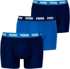 Bokserki męskie Puma EVERYDAY 3-PACK niebieskie 93832704 r S. Niebieskie bokserki męskie Puma, bez wzorów, z bawełny. Za 190.00 zł.