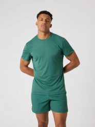 Bjorn_borg BORG LIGHT T-SHIRT z recyklowanego poliestru — MALLARD GREEN. Zielone t-shirty męskie Björn Borg, m, bez wzorów, bez kołnierzyka. Za 176.85 zł.