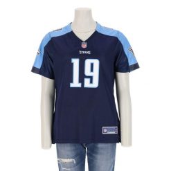 Second life - Koszulka Tennessee Titans NFL dla kobiet - Jak nowy. Niebieskie bluzki sportowe damskie NFL, bez kołnierzyka, bez ramiączek. Za 149.06 zł.