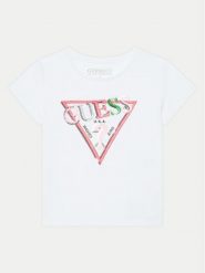 Guess T-Shirt K5RI16 K6YW4 Biały Regular Fit. Białe koszulki dziewczęce Guess, z aplikacjami, z bawełny, bez ramiączek. Za 59.99 zł.