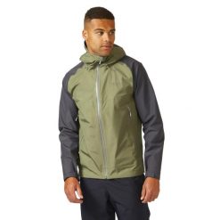 Kurtka przeciwdeszczowa męska Rab Namche Gore-Tex Paclite Jacket z kapturem. Zielone kurtki męskie RAB, m, bez wzorów, z gore-texu, sportowe, z kapturem. Za 829.30 zł.