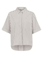 Sublevel Bluzka w kolorze biało-szarobrązowym rozmiar: XS. Brązowe bluzki damskie Sublevel, xs, bez wzorów, z bawełny, z asymetrycznym kołnierzem, bez ramiączek. Za 104.99 zł.