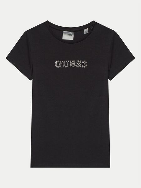 Guess T-Shirt J4RI49 J1314 Czarny Regular Fit. Czarne koszulki dziewczęce Guess, z aplikacjami, z bawełny, bez ramiączek. Za 69.00 zł.