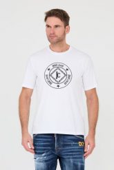 JUST CAVALLI Biały t-shirt Fiche. Białe t-shirty męskie Just Cavalli, m, bez wzorów, bez kołnierzyka. W wyprzedaży za 269.99 zł.